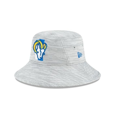 Blue Los Angeles Rams Hat - New Era NFL Official NFL Training Stretch Bucket Hat USA9082341